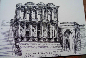 Meine Skizzen zur Celsus Bibliothek in Ephesos/ Grabmal von Julius Celsus Polemeianus